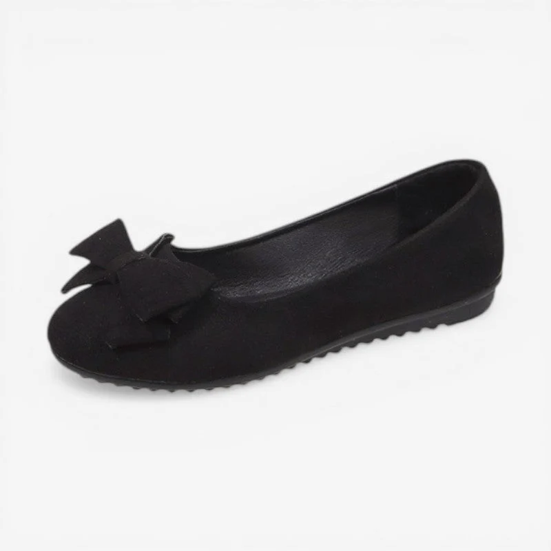Ballerines femme à enfiler bout rond avec nœud