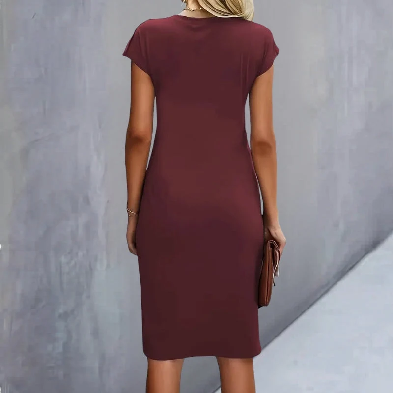 Robe midi femme à manches courtes