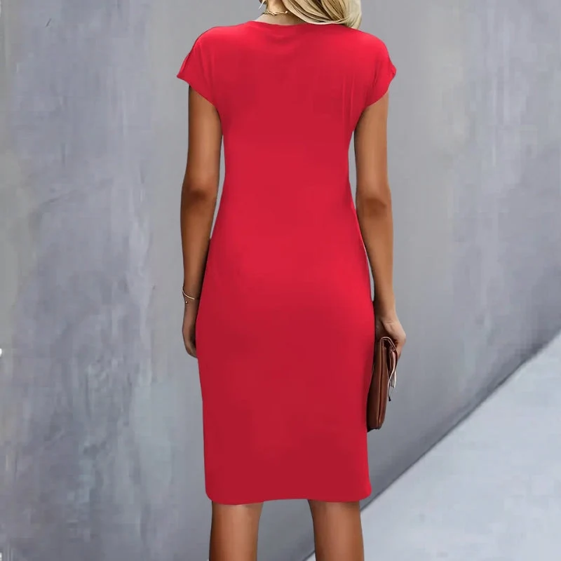 Robe midi femme à manches courtes