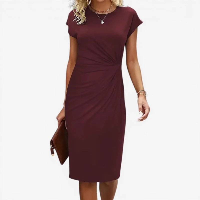Robe midi femme à manches courtes