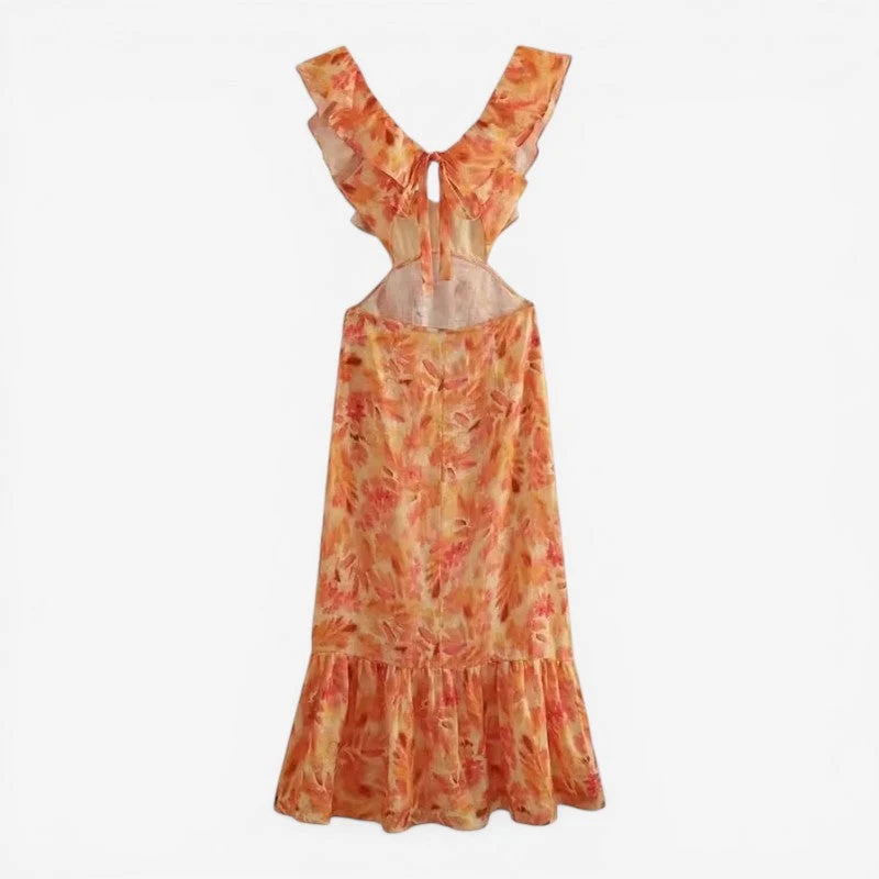 Robe longue femme à volants
