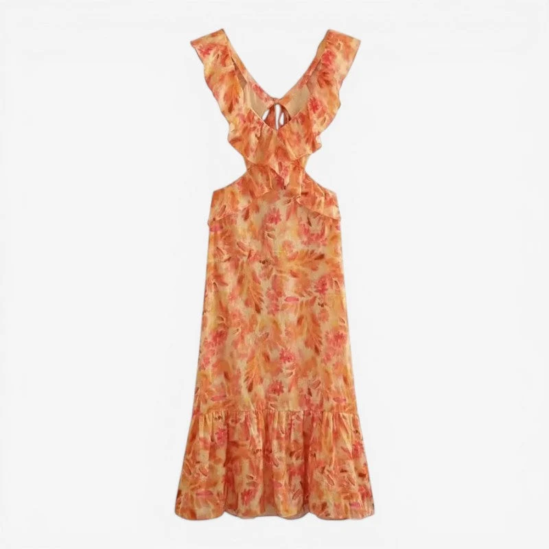 Robe longue femme à volants