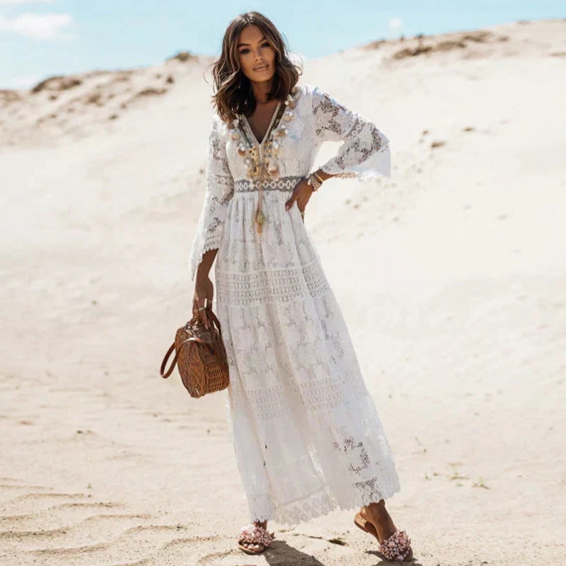 Robe maxi femme à manches longues