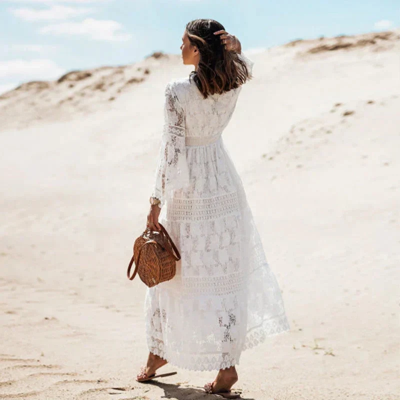 Robe maxi femme à manches longues