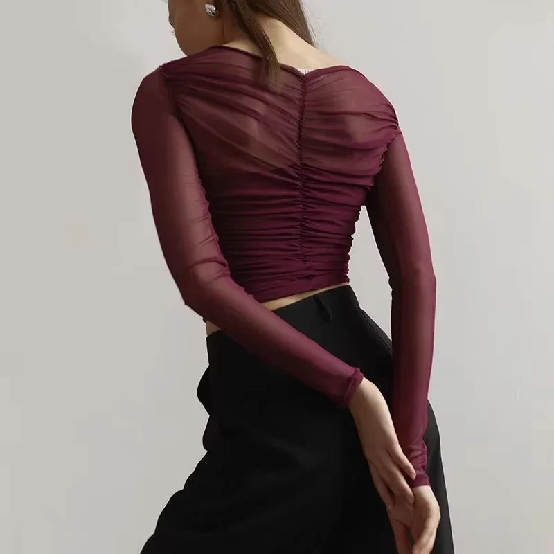 Crop top femme à manches longues