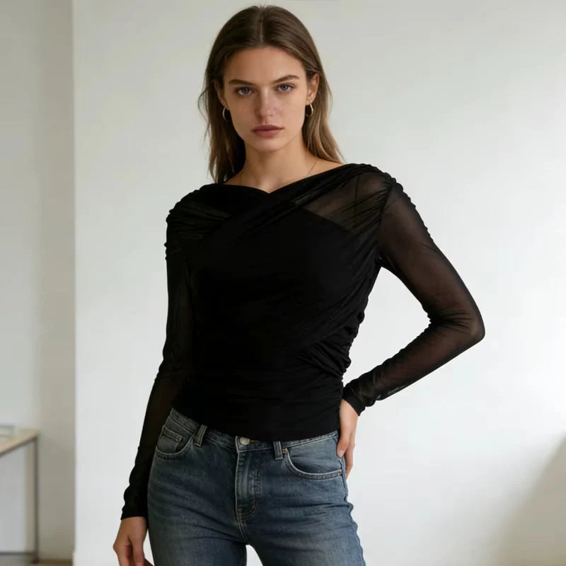 Crop top femme à manches longues