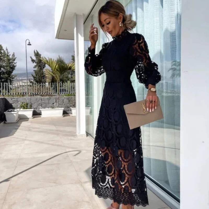 Robe longue femme à manches longues