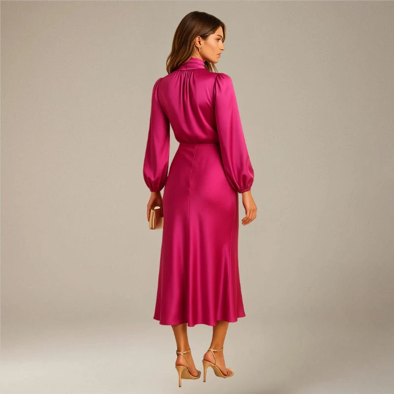 Robe midi col montant pour femmes