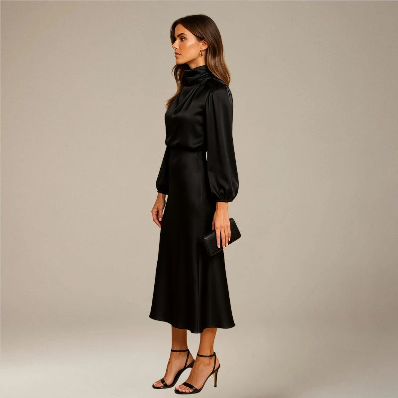 Robe midi col montant pour femmes