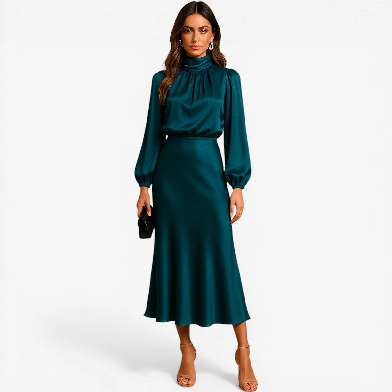 Robe midi col montant pour femmes
