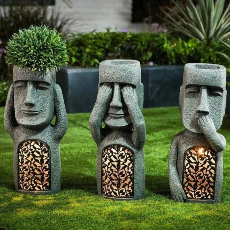 LumaBloom – Sculpture pot de fleurs artistique avec LED solaire