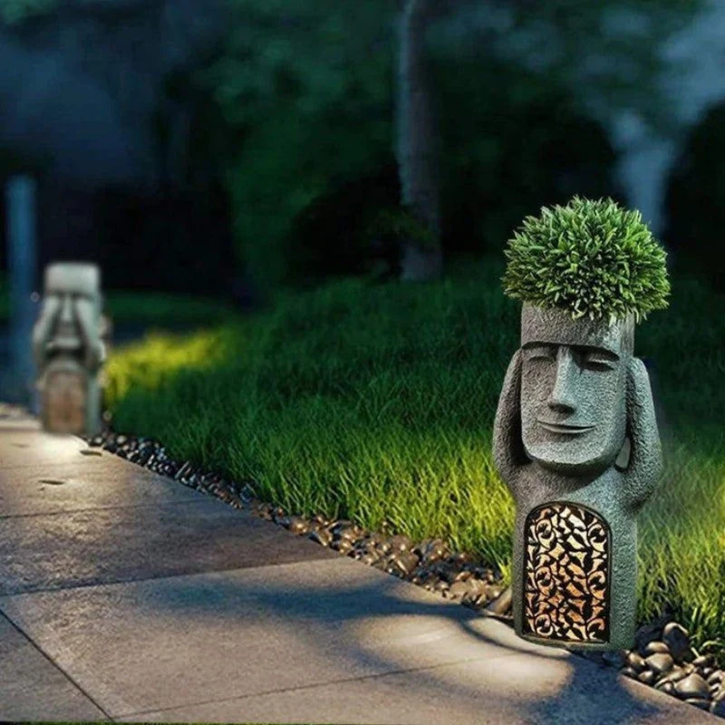 LumaBloom – Sculpture pot de fleurs artistique avec LED solaire