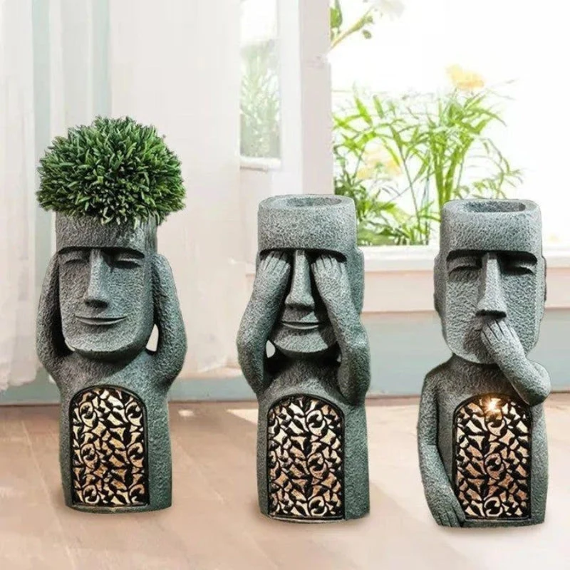 LumaBloom – Sculpture pot de fleurs artistique avec LED solaire