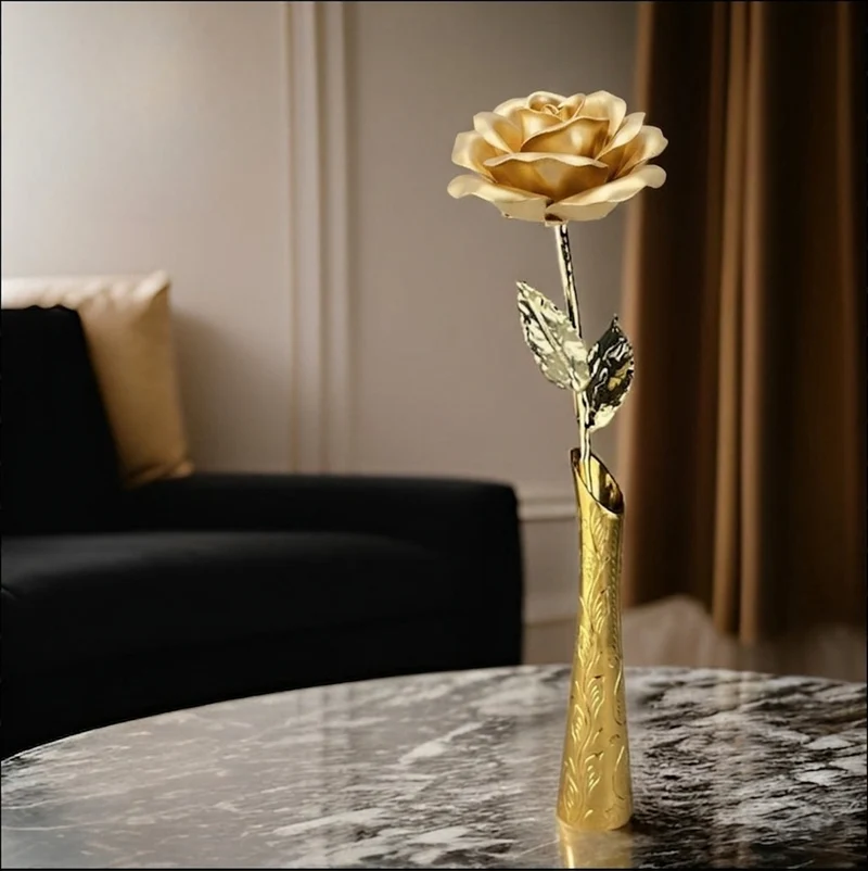 GoldenPetal – Rose véritable préservée plaquée or 24K