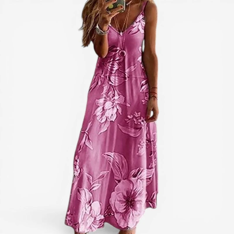 Robe sans manches col en V à imprimé