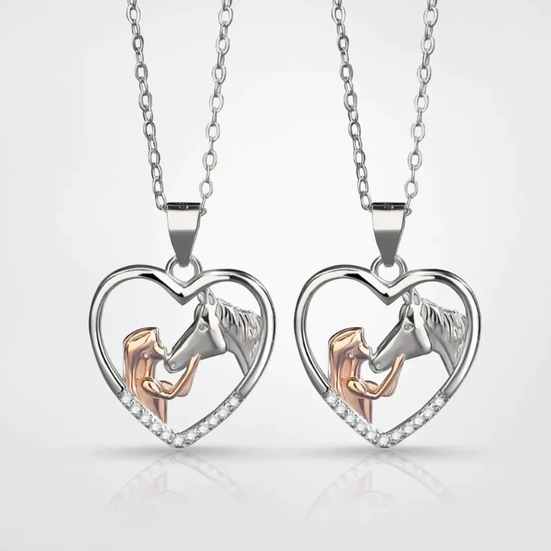 Cadeau Fête Des Mères | Collier pendentif cœur avec motif cheval