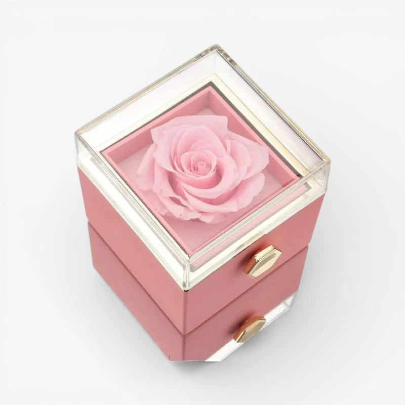 Cadeau Fête Des Mères | Boîte de roses avec collier pendentif en forme de cœur