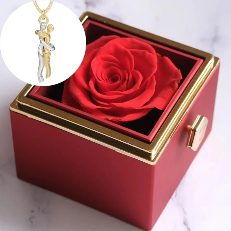 Cadeau Fête Des Mères | Boîte de rose éternelle avec collier Cuddle