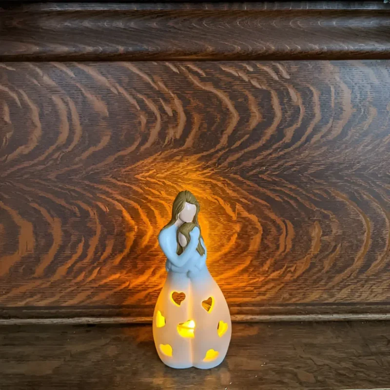 Cadeau Fête Des Mères | Statue porte-bougie mère et fille s’embrassant