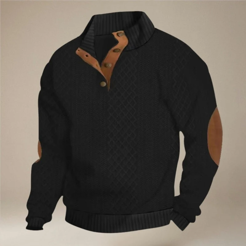 Pull Antoine à manches longues en maille torsadée et col boutonné