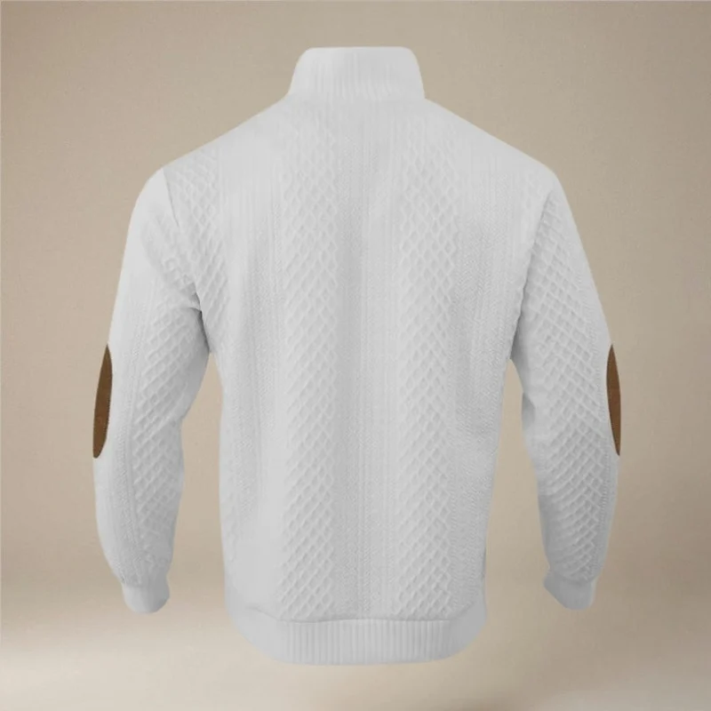 Pull Antoine à manches longues en maille torsadée et col boutonné