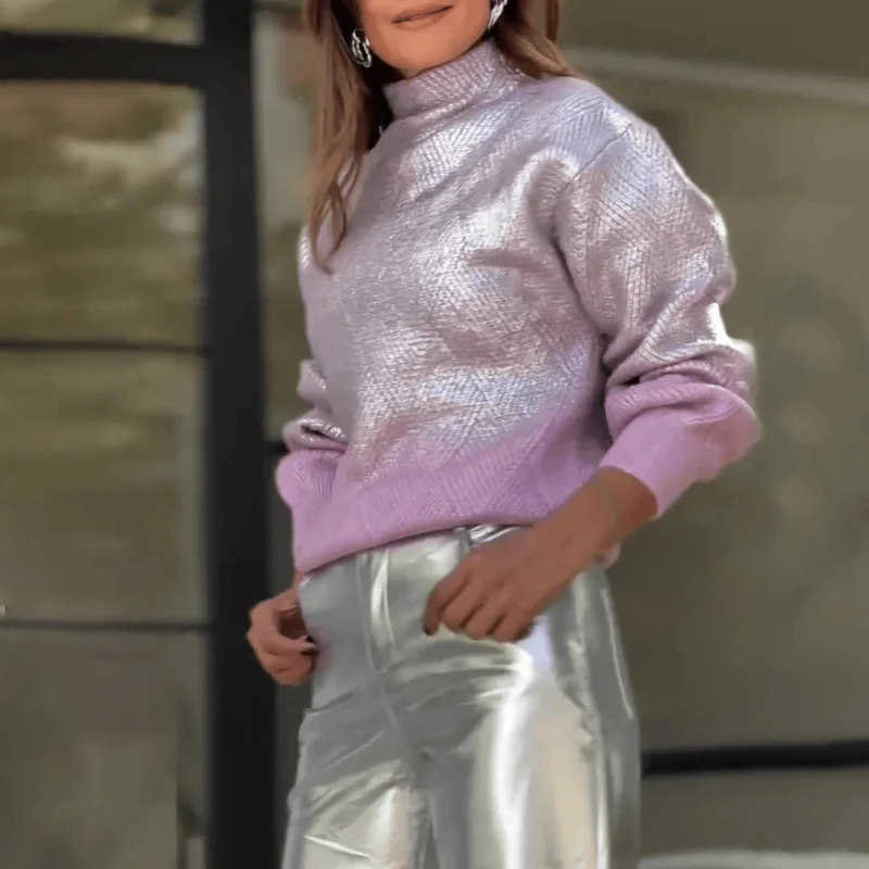 Isla – Pull oversize à col roulé et manches longues