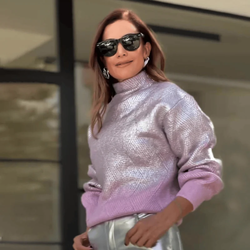 Isla – Pull oversize à col roulé et manches longues