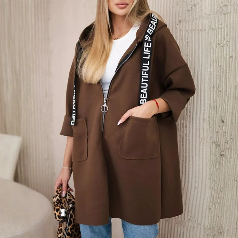 Joanna – Veste à capuche zippée, manches longues et poches