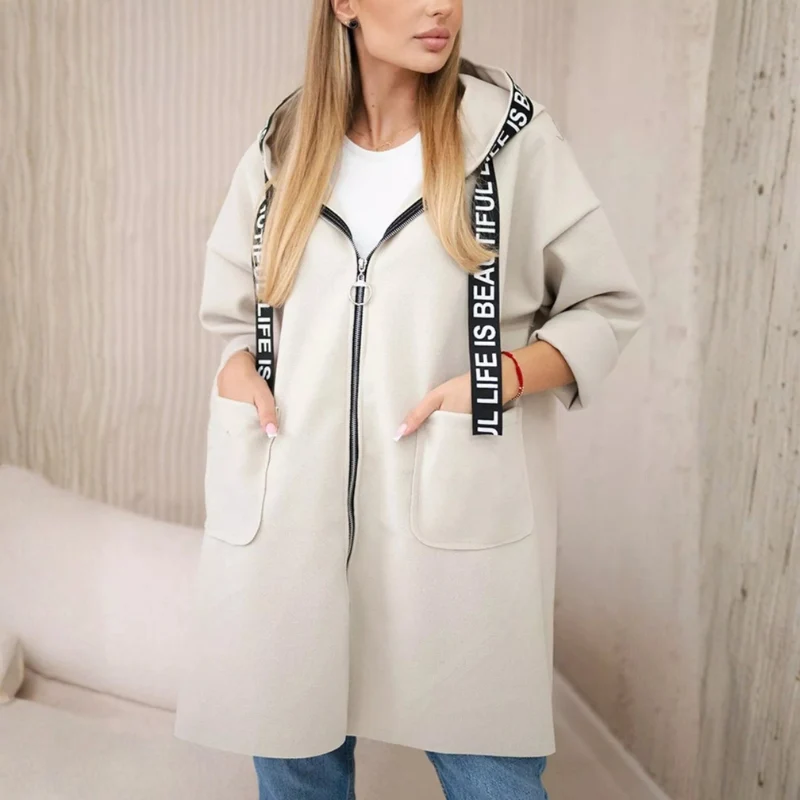 Joanna – Veste à capuche zippée, manches longues et poches