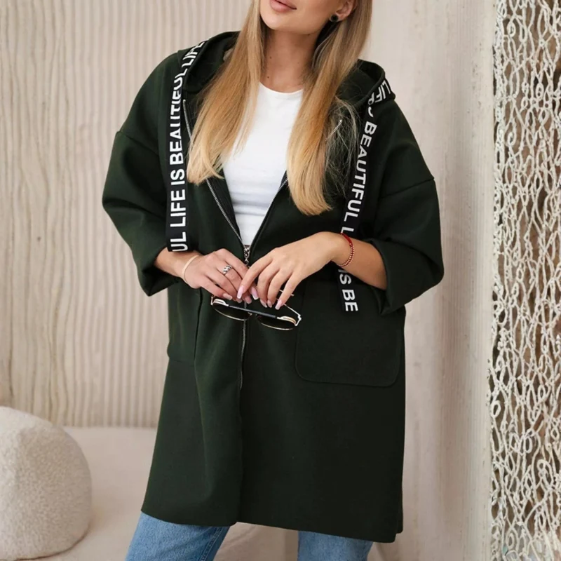 Joanna – Veste à capuche zippée, manches longues et poches