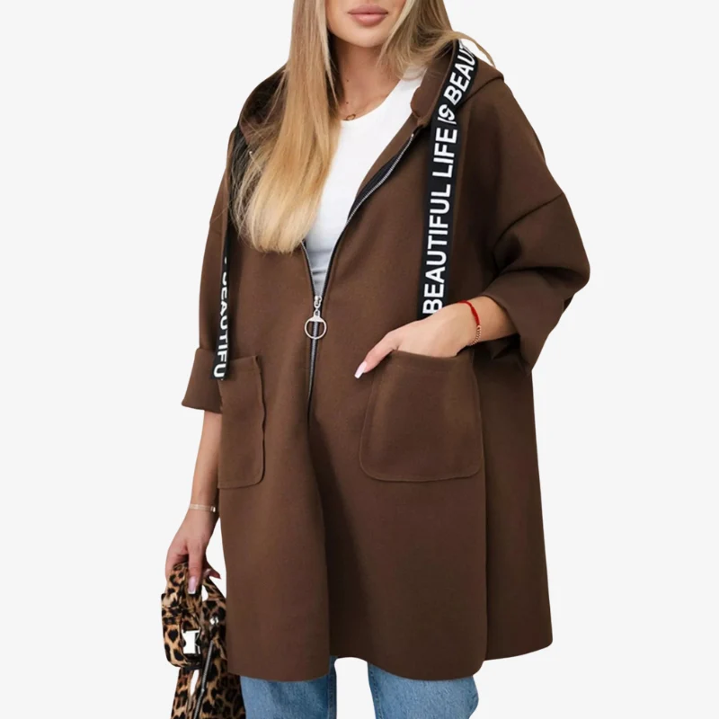 Joanna – Veste à capuche zippée, manches longues et poches
