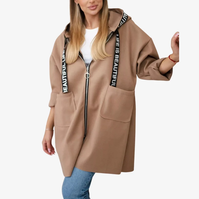 Joanna – Veste à capuche zippée, manches longues et poches
