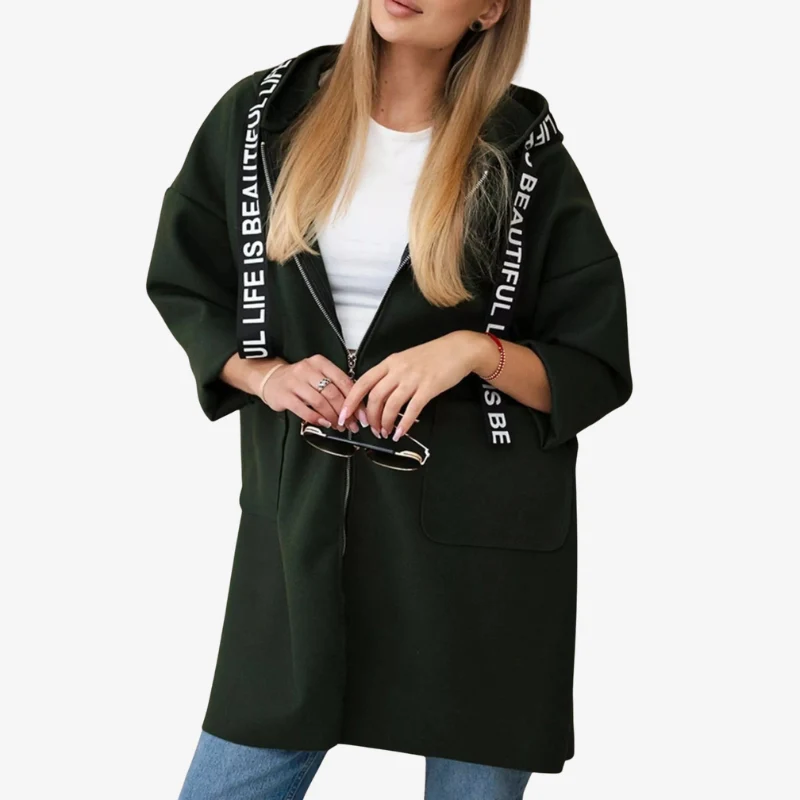 Joanna – Veste à capuche zippée, manches longues et poches