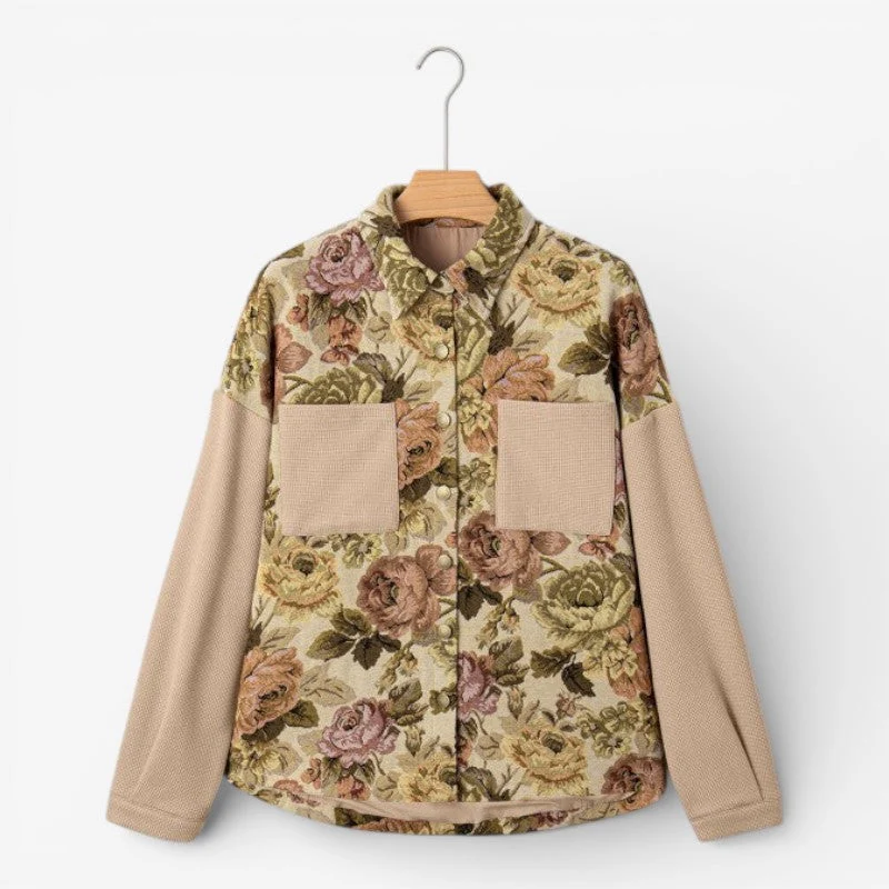 Gilet Gabriella à manches longues fleuri avec poches