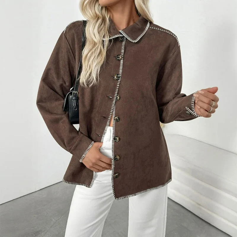 Denise – Veste à manches longues boutonnée avec col