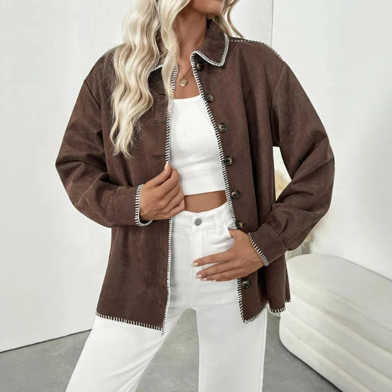 Denise – Veste à manches longues boutonnée avec col