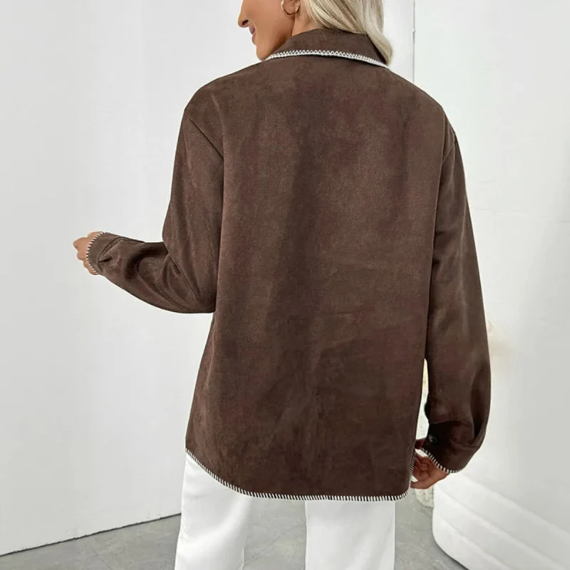 Denise – Veste à manches longues boutonnée avec col