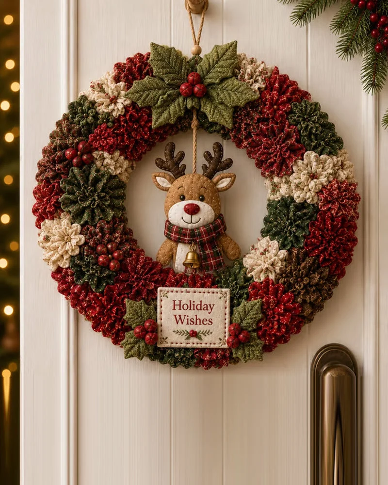 ❄️🎄 Kit De Création De Couronne 3D En Tissu À Piquets