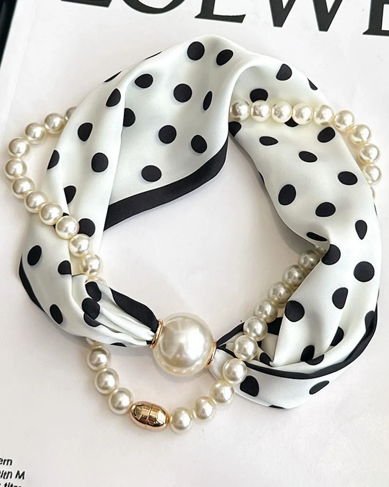 Collier Long Orné De Perles Soie