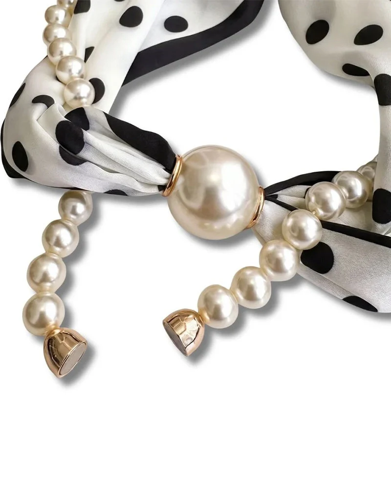 Collier Long Orné De Perles Soie