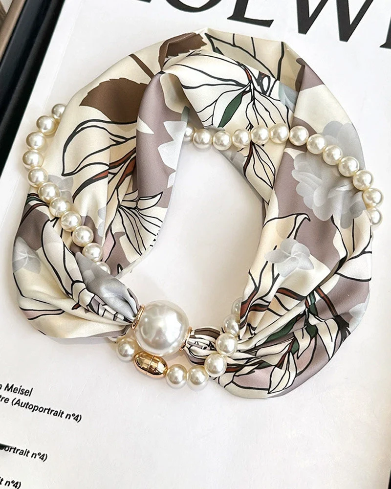 Collier Long Orné De Perles Soie