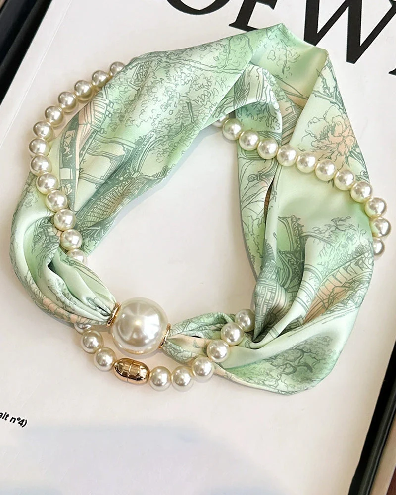 Collier Long Orné De Perles Soie