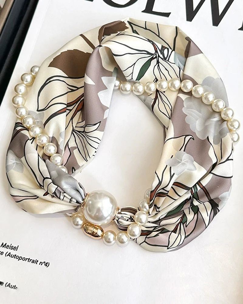Collier Long Orné De Perles Soie