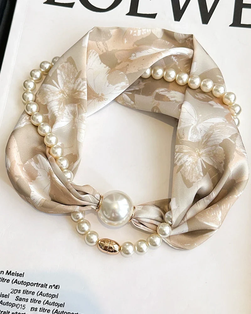 Collier Long Orné De Perles Soie