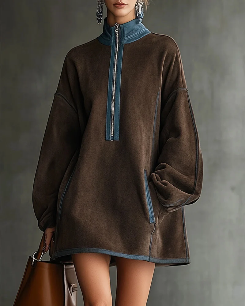 Robe Manches Longues Col Montant