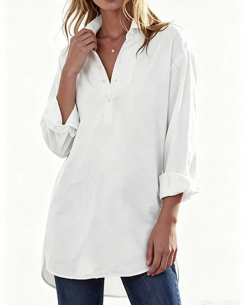 Chemise Coupe Lâche Unie Décontractée