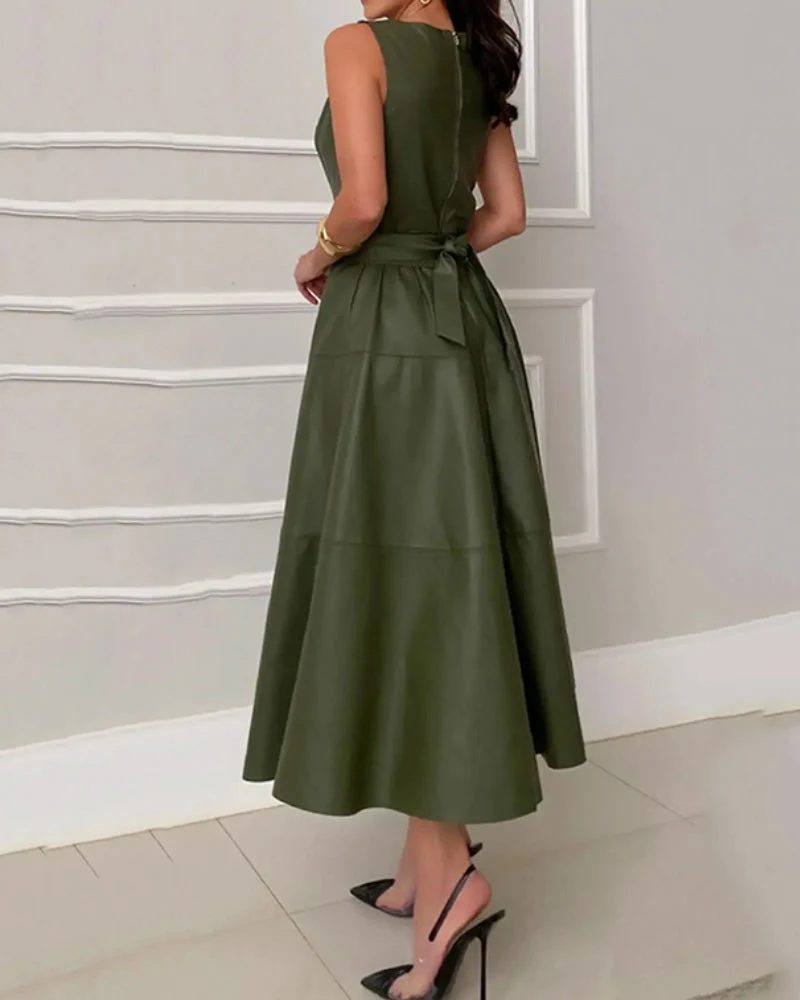 Robe Col Rond Sans Manches Ligne A