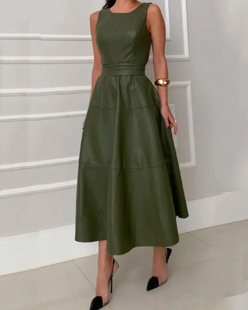 Robe Col Rond Sans Manches Ligne A