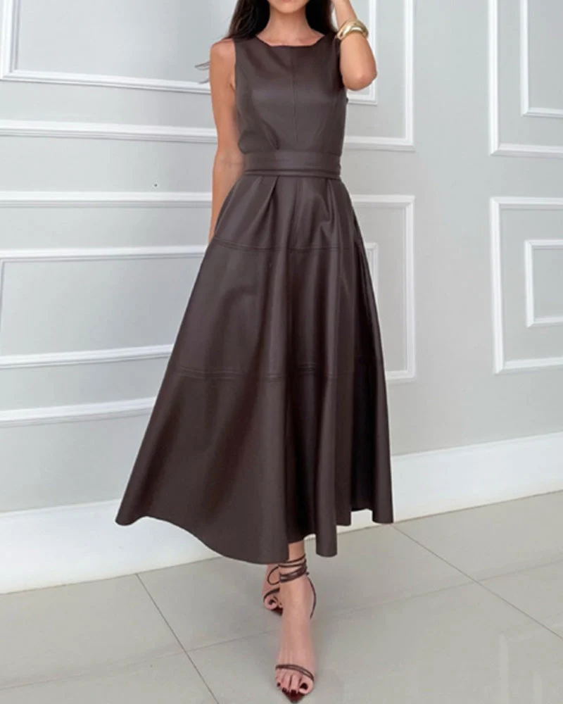 Robe Col Rond Sans Manches Ligne A