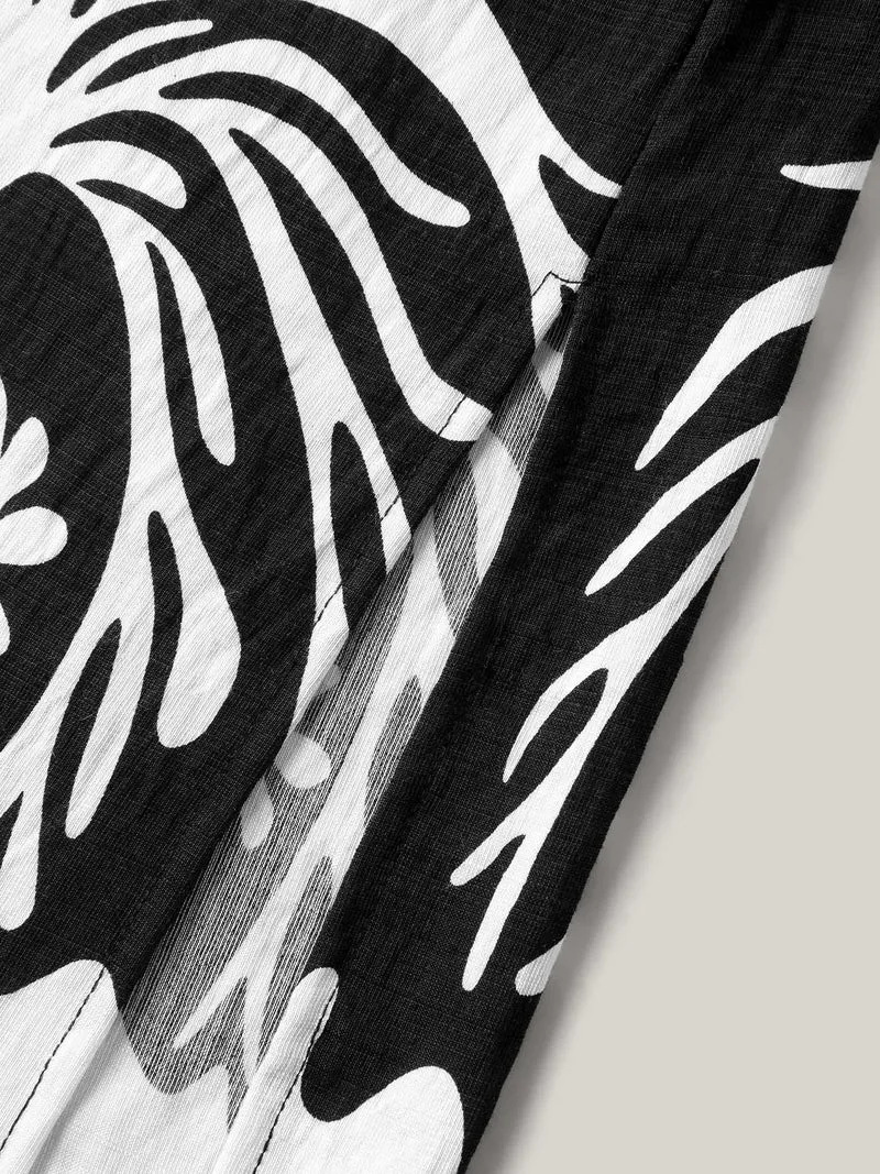Tropical Breeze Print Pockets Midi Dress